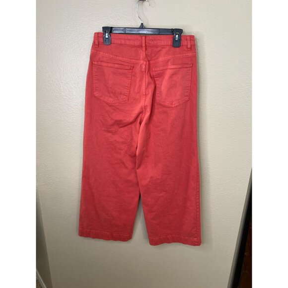 OAT New York Wide-Leg Cropped Pants Coral Pink 10/30 Cotton Blend Comfort Fit - Picture 3 of 8